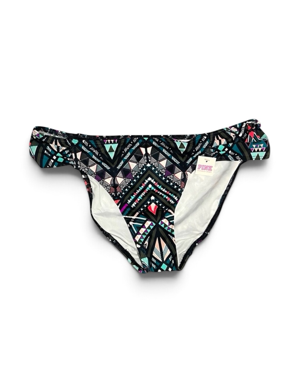 PINK Victoria’s Secret Black Teal Geometric Bikini Bottom | XS | NWT